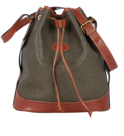 Bucket Bag, &pound;120, Handbags, Brown/Green, Coated Canvas/Leather, Front view